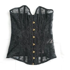 Agent Provocateur Black Lace Corset with Gold Details